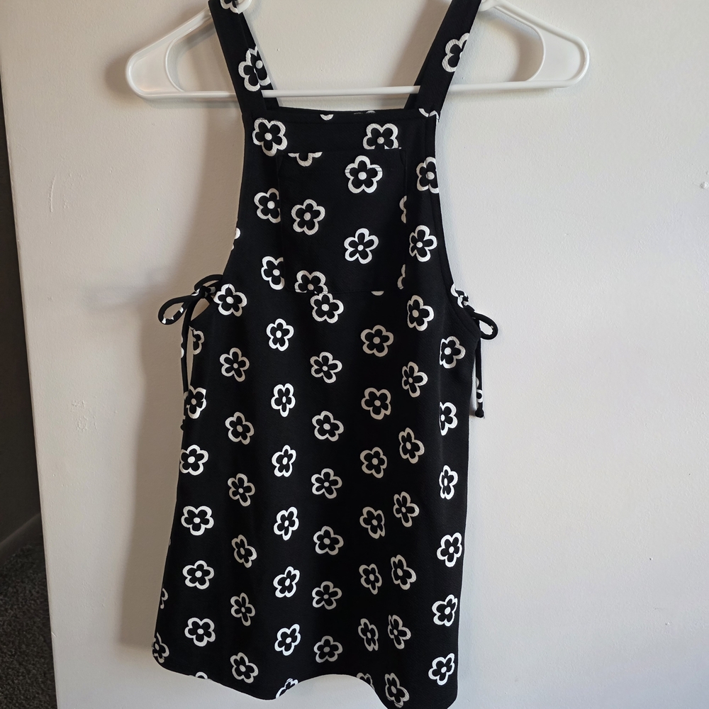 Floral Black and White Kids Casual Dress